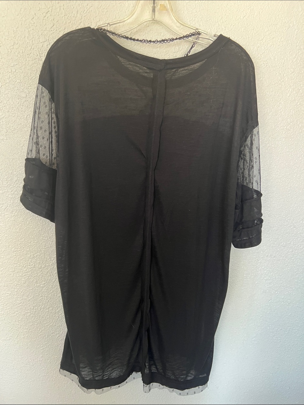 NWOT 3 pcUmgee Black Short Sleeve Sheer Dot and lace 👗 and locket & bag size Med - Picture 9 of 14